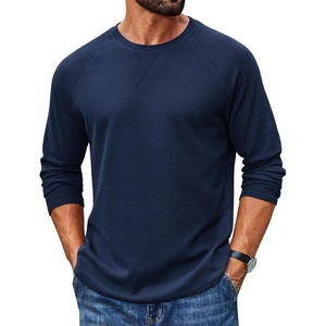 image:imageCOOFANDY Mens Waffle Long Sleeve Shirt Crew Neck TShirts Cotton Tee Shirts  Knit ShirtsLightweightRaglan sleeveX Chest StitchRibbed CollarFashion PulloverCasual WearGym ShirtFall Winter WearNavy Blue