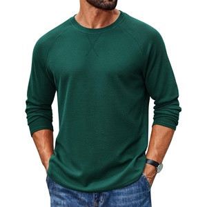 image:imageCOOFANDY Mens Waffle Long Sleeve Shirt Crew Neck TShirts Cotton Tee Shirts  Knit ShirtsLightweightRaglan sleeveX Chest StitchRibbed CollarFashion PulloverCasual WearGym ShirtFall Winter WearGreen