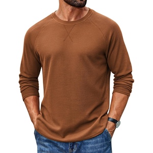image:imageCOOFANDY Mens Waffle Long Sleeve Shirt Crew Neck TShirts Cotton Tee Shirts  Knit ShirtsLightweightRaglan sleeveX Chest StitchRibbed CollarFashion PulloverCasual WearGym ShirtFall Winter WearBrown