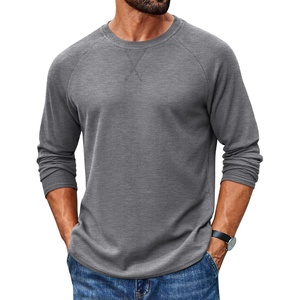 image:imageCOOFANDY Mens Waffle Long Sleeve Shirt Crew Neck TShirts Cotton Tee Shirts  Knit ShirtsLightweightRaglan sleeveX Chest StitchRibbed CollarFashion PulloverCasual WearGym ShirtFall Winter WearGrey