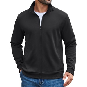 image:imageCOOFANDY Mens Zip Up Sweatshirt Casual Lightweight Jackets Full Zip Sweater  Soft Knit Textured Fabric Stand Collar 2 Side Pockets Long Sleeve Fashion Stylish Ribbed Cuffs And Hem For Fall WinterBlack