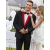 image:imageCOOFANDY Mens Tuxedo Jacket One Button Suit Jacket for Wedding Dinner  Blazer JacketDinner JacketWedding JacketSmoking JacketTuxedo BlazerBlack Red