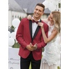 image:imageCOOFANDY Mens Tuxedo Jacket One Button Suit Jacket for Wedding Dinner  Blazer JacketDinner JacketWedding JacketSmoking JacketTuxedo BlazerRed
