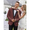 image:imageCOOFANDY Mens Tuxedo Jacket One Button Suit Jacket for Wedding Dinner  Blazer JacketDinner JacketWedding JacketSmoking JacketTuxedo BlazerRedjacquard