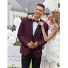 image:imageCOOFANDY Mens Tuxedo Jacket One Button Suit Jacket for Wedding Dinner  Blazer JacketDinner JacketWedding JacketSmoking JacketTuxedo BlazerWine Red