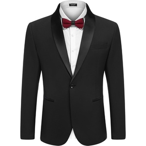 image:imageCOOFANDY Mens Tuxedo Jacket One Button Suit Jacket for Wedding Dinner  Blazer JacketDinner JacketWedding JacketSmoking JacketTuxedo BlazerBlackjacquard