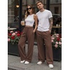 image:imageCOOFANDY Mens Casual Baggy Sweatpants Cotton Wide Leg Drawstring PantsBrown