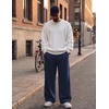 image:imageCOOFANDY Mens Casual Baggy Sweatpants Cotton Wide Leg Drawstring PantsNavy Blue