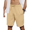 image:imageCOOFANDY Mens Casual Shorts 7 inch Elastic Waist Drawstring Lightweight Summer Beach Shorts with PocketsKhaki
