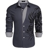 image:imageCOOFANDY Mens Print Button Down Dress Shirt Fashion Long Sleeve Casual ShirtsDark Grey