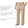 image:imageCOOFANDY Mens Cotton Linen Pants Casual Drawstring Dress Pants Beach Summer Lightweight TrousersKhaki