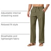 image:imageCOOFANDY Mens Cotton Linen Pants Casual Drawstring Dress Pants Beach Summer Lightweight TrousersOlive Green