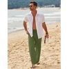 image:imageCOOFANDY Mens Linen Pants Casual Loose Fit Beach Summer Yoga Pant Lightweight Drawstring Linen TrousersArmy Green2