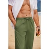 image:imageCOOFANDY Mens Linen Pants Casual Loose Fit Beach Summer Yoga Pant Lightweight Drawstring Linen TrousersArmy Green2