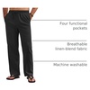 image:imageCOOFANDY Mens Linen Pants Casual Loose Fit Beach Summer Yoga Pant Lightweight Drawstring Linen TrousersBlack