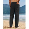 image:imageCOOFANDY Mens Linen Pants Casual Loose Fit Beach Summer Yoga Pant Lightweight Drawstring Linen TrousersBlack