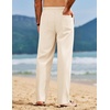 image:imageCOOFANDY Mens Linen Pants Casual Loose Fit Beach Summer Yoga Pant Lightweight Drawstring Linen TrousersLight Beige