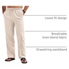 image:imageCOOFANDY Mens Linen Pants Casual Loose Fit Beach Summer Yoga Pant Lightweight Drawstring Linen TrousersLight Khaki