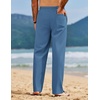 image:imageCOOFANDY Mens Linen Pants Casual Loose Fit Beach Summer Yoga Pant Lightweight Drawstring Linen TrousersMarine Blue