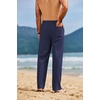 image:imageCOOFANDY Mens Linen Pants Casual Loose Fit Beach Summer Yoga Pant Lightweight Drawstring Linen TrousersNavy