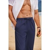 image:imageCOOFANDY Mens Linen Pants Casual Loose Fit Beach Summer Yoga Pant Lightweight Drawstring Linen TrousersNavy