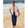 image:imageCOOFANDY Mens Linen Pants Casual Loose Fit Beach Summer Yoga Pant Lightweight Drawstring Linen TrousersNavy