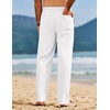 image:imageCOOFANDY Mens Linen Pants Casual Loose Fit Beach Summer Yoga Pant Lightweight Drawstring Linen TrousersWhite