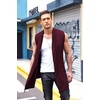 image:imageCOOFANDY Mens Sleeveless Cardigan Shawl Collar Lightweight Kimono VestWine Red