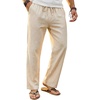 image:imageCOOFANDY Mens Linen Pants Casual Loose Fit Beach Summer Yoga Pant Lightweight Drawstring Linen TrousersLight Khaki