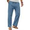 image:imageCOOFANDY Mens Linen Pants Casual Loose Fit Beach Summer Yoga Pant Lightweight Drawstring Linen TrousersMarine Blue