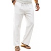 image:imageCOOFANDY Mens Linen Pants Casual Loose Fit Beach Summer Yoga Pant Lightweight Drawstring Linen TrousersWhite