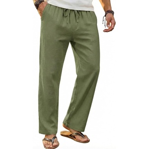 image:imageCOOFANDY Mens Linen Pants Casual Loose Fit Beach Summer Yoga Pant Lightweight Drawstring Linen TrousersArmy Green2