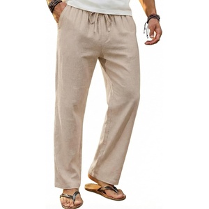 image:imageCOOFANDY Mens Linen Pants Casual Loose Fit Beach Summer Yoga Pant Lightweight Drawstring Linen TrousersKhaki