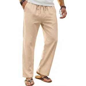 image:imageCOOFANDY Mens Linen Pants Casual Loose Fit Beach Summer Yoga Pant Lightweight Drawstring Linen TrousersLight Coffee