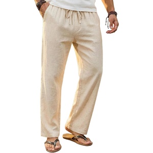 image:imageCOOFANDY Mens Linen Pants Casual Loose Fit Beach Summer Yoga Pant Lightweight Drawstring Linen TrousersLight Khaki