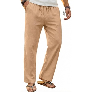 image:imageCOOFANDY Mens Linen Pants Casual Loose Fit Beach Summer Yoga Pant Lightweight Drawstring Linen TrousersLight Tan