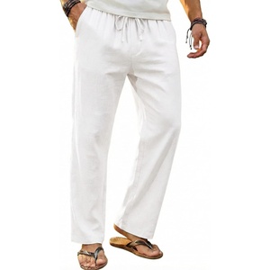 image:imageCOOFANDY Mens Linen Pants Casual Loose Fit Beach Summer Yoga Pant Lightweight Drawstring Linen TrousersWhite