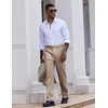 image:imageCOOFANDY Mens Classic Fit Dress Pants Flat Front Straight Suit PantKhaki