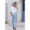 image:imageCOOFANDY Mens Classic Fit Dress Pants Flat Front Straight Suit PantLight Blue