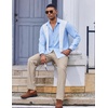 image:imageCOOFANDY Mens Classic Fit Dress Pants Flat Front Straight Suit PantLight Khaki