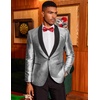 image:imageCOOFANDY Mens Tuxedo Jacket Slim Fit Shawl Lapel Blazer Suit JacketShiny Silver