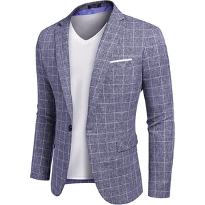 image:imageCOOFANDY Mens Blazer Casual Sport Coats Slim Fit Lightweight Sports JacketPlaid Blazer  Blue