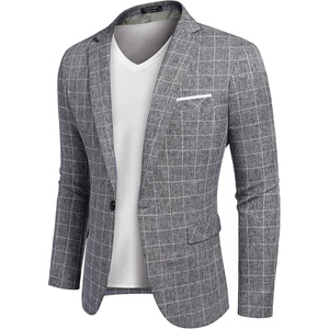 image:imageCOOFANDY Mens Blazer Casual Sport Coats Slim Fit Lightweight Sports JacketPlaid Blazer  Dark Gray