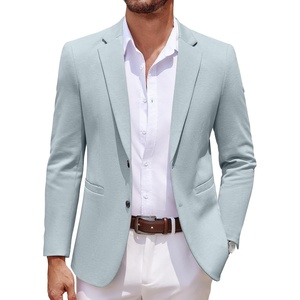 image:imageCOOFANDY Mens Sport Coats Casual Knit Blazer Two Button Suit JacketLight Blue