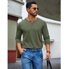image:imageCOOFANDY Henley Shirts for Men Long Sleeve T Shirts Textured Casual Stretch Fashion Pullover Lightweight Fall TopsArmy Green