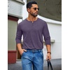 image:imageCOOFANDY Henley Shirts for Men Long Sleeve T Shirts Textured Casual Stretch Fashion Pullover Lightweight Fall TopsDark Purple