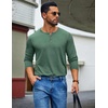 image:imageCOOFANDY Henley Shirts for Men Long Sleeve T Shirts Textured Casual Stretch Fashion Pullover Lightweight Fall TopsGreen