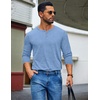 image:imageCOOFANDY Henley Shirts for Men Long Sleeve T Shirts Textured Casual Stretch Fashion Pullover Lightweight Fall TopsLight Blue