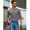 image:imageCOOFANDY Henley Shirts for Men Long Sleeve T Shirts Textured Casual Stretch Fashion Pullover Lightweight Fall TopsLight Grey