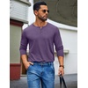 image:imageCOOFANDY Henley Shirts for Men Long Sleeve T Shirts Textured Casual Stretch Fashion Pullover Lightweight Fall TopsPurple
